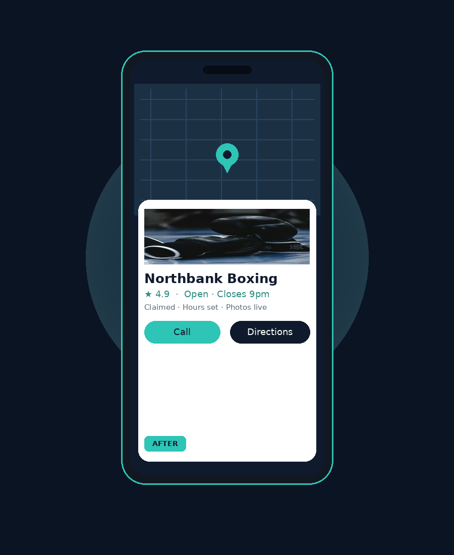 Example of a tidy Google Maps listing on a phone